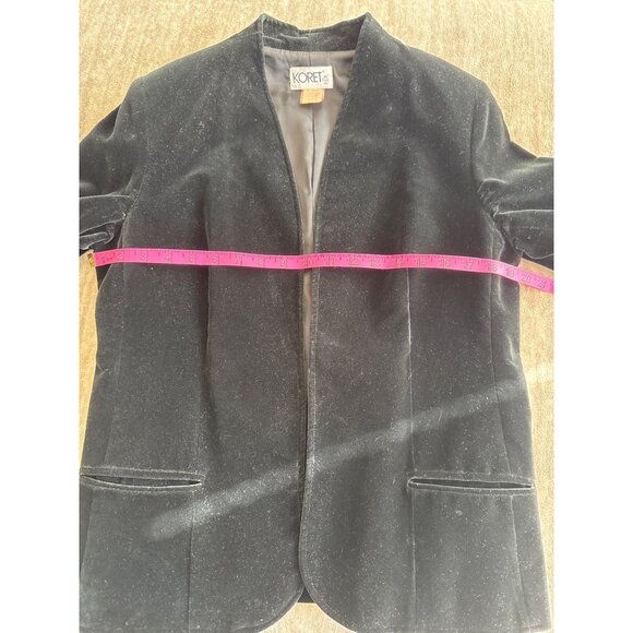 Vintage Koret Women's Black Velvet Open-Front Blazer Jacket Size 12 - Picture 5 of 8